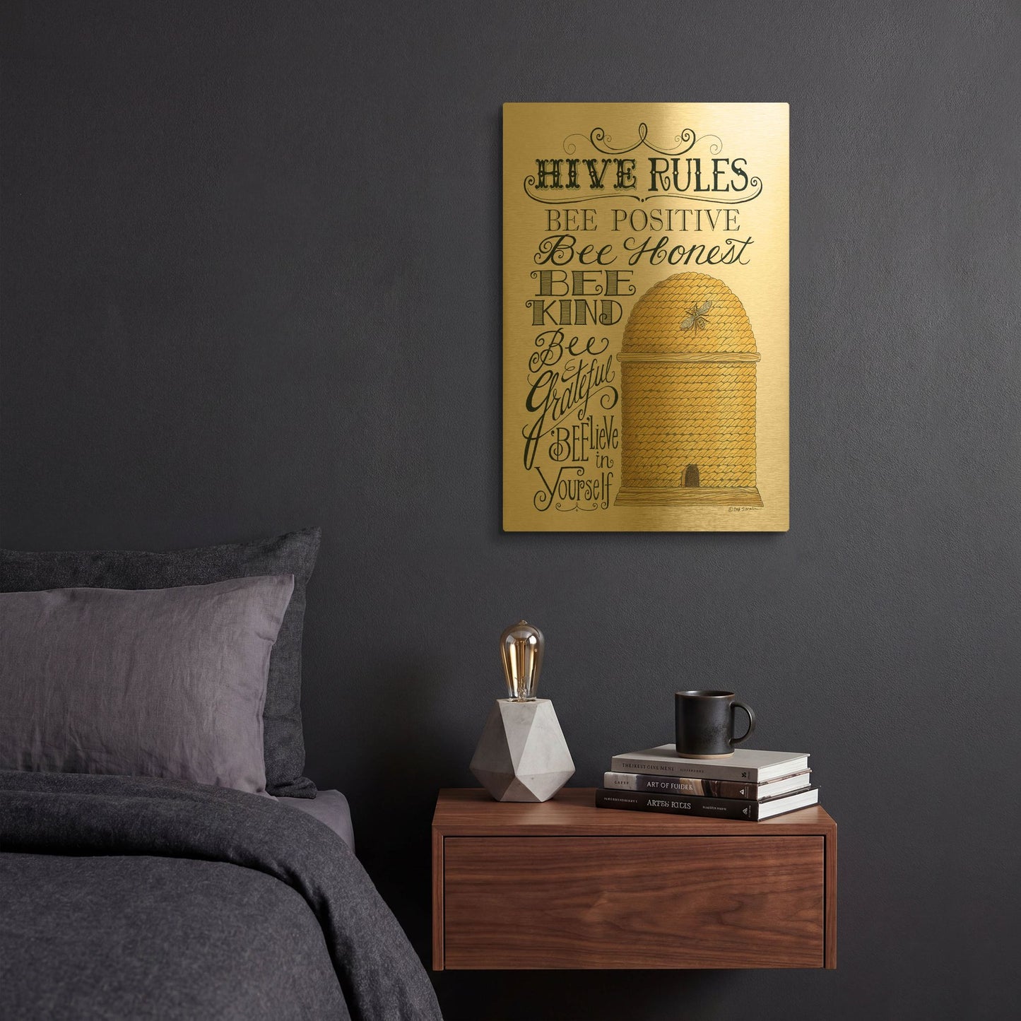 'Hive Rules' By Deb Strain Gold Metal Wall Art