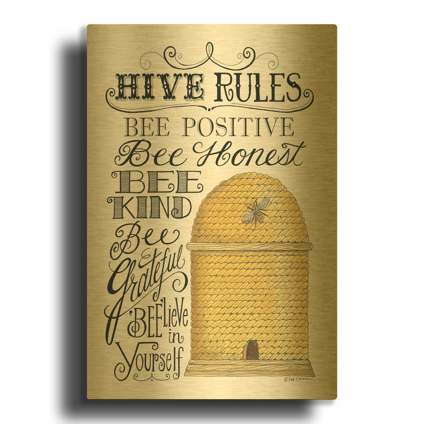'Hive Rules' By Deb Strain Gold Metal Wall Art