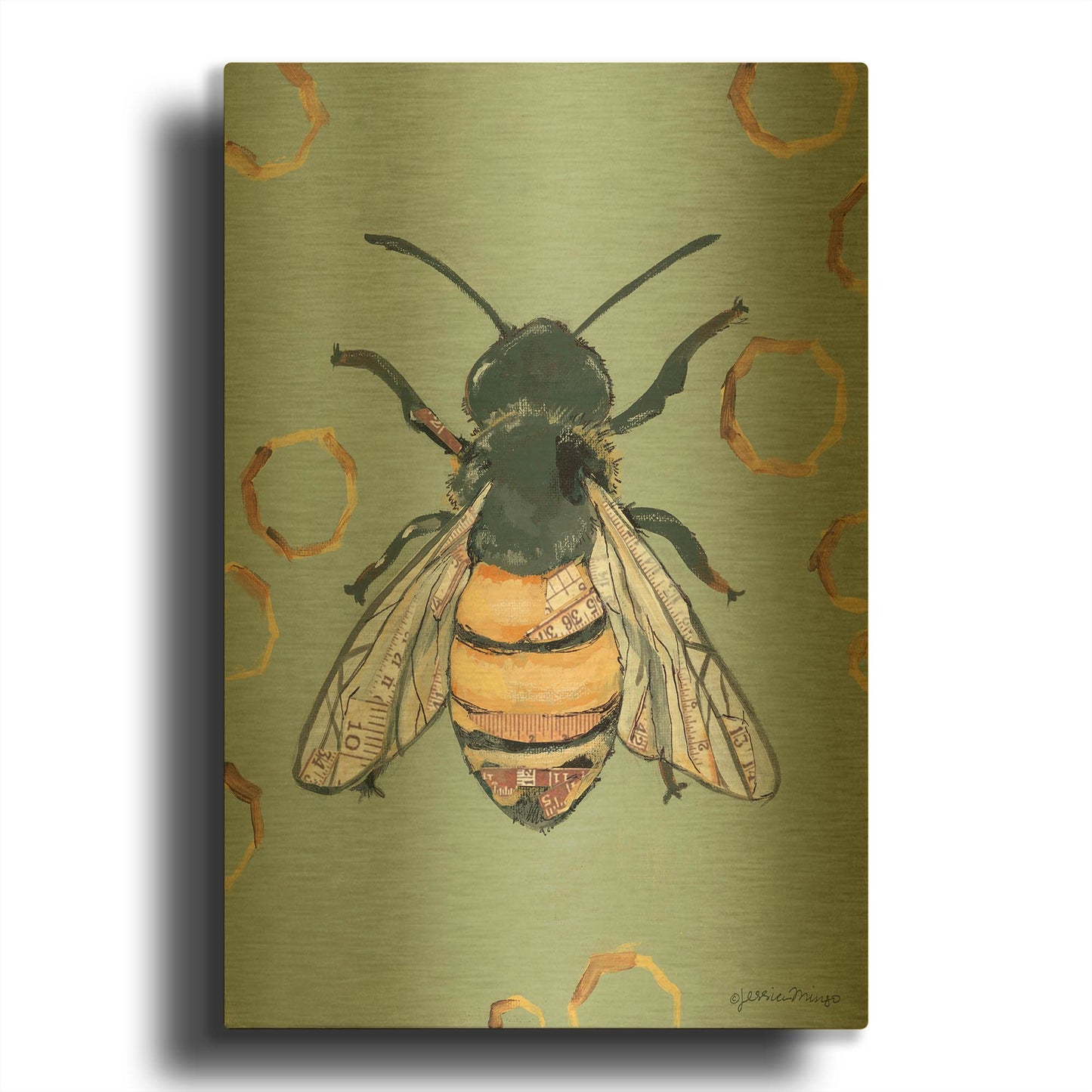 'Bee' By Jessica Mingo Gold Metal Wall Art