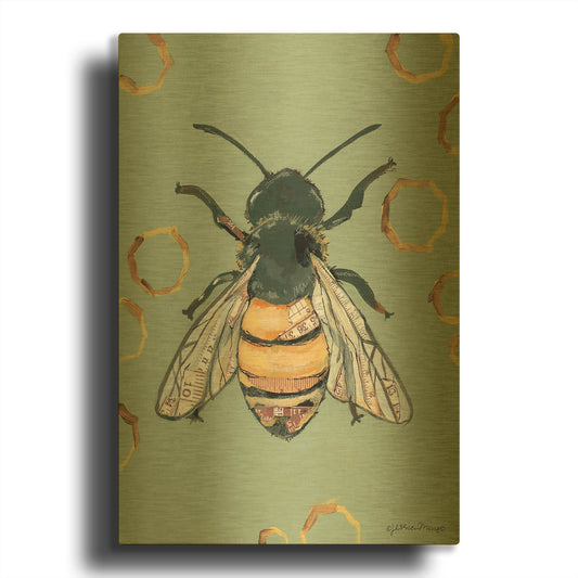 'Bee' By Jessica Mingo Gold Metal Wall Art