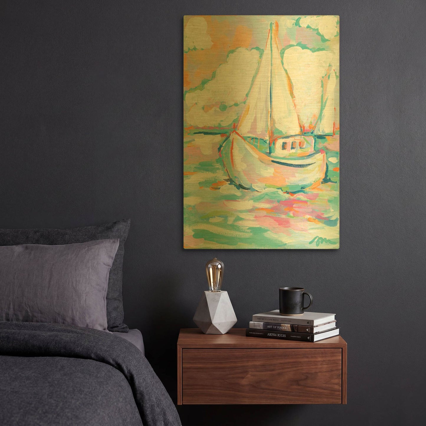 'Pink Sea' By Jessica Mingo Gold Metal Wall Art