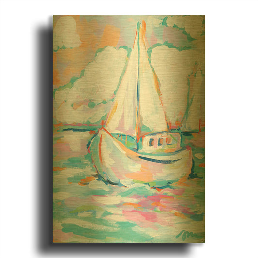 'Pink Sea' By Jessica Mingo Gold Metal Wall Art