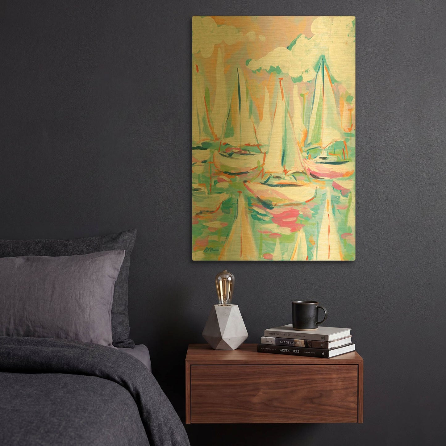 'Sailboat Sea' By Jessica Mingo Gold Metal Wall Art