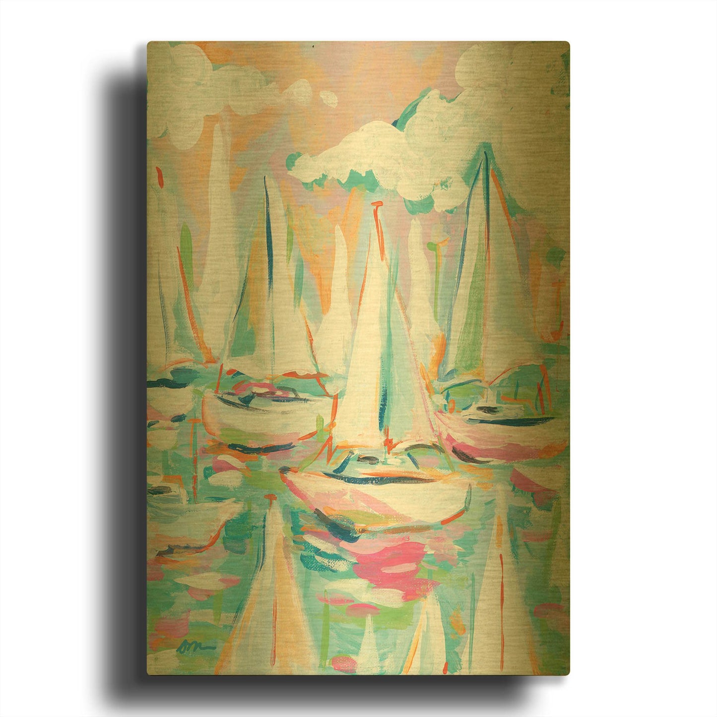 'Sailboat Sea' By Jessica Mingo Gold Metal Wall Art