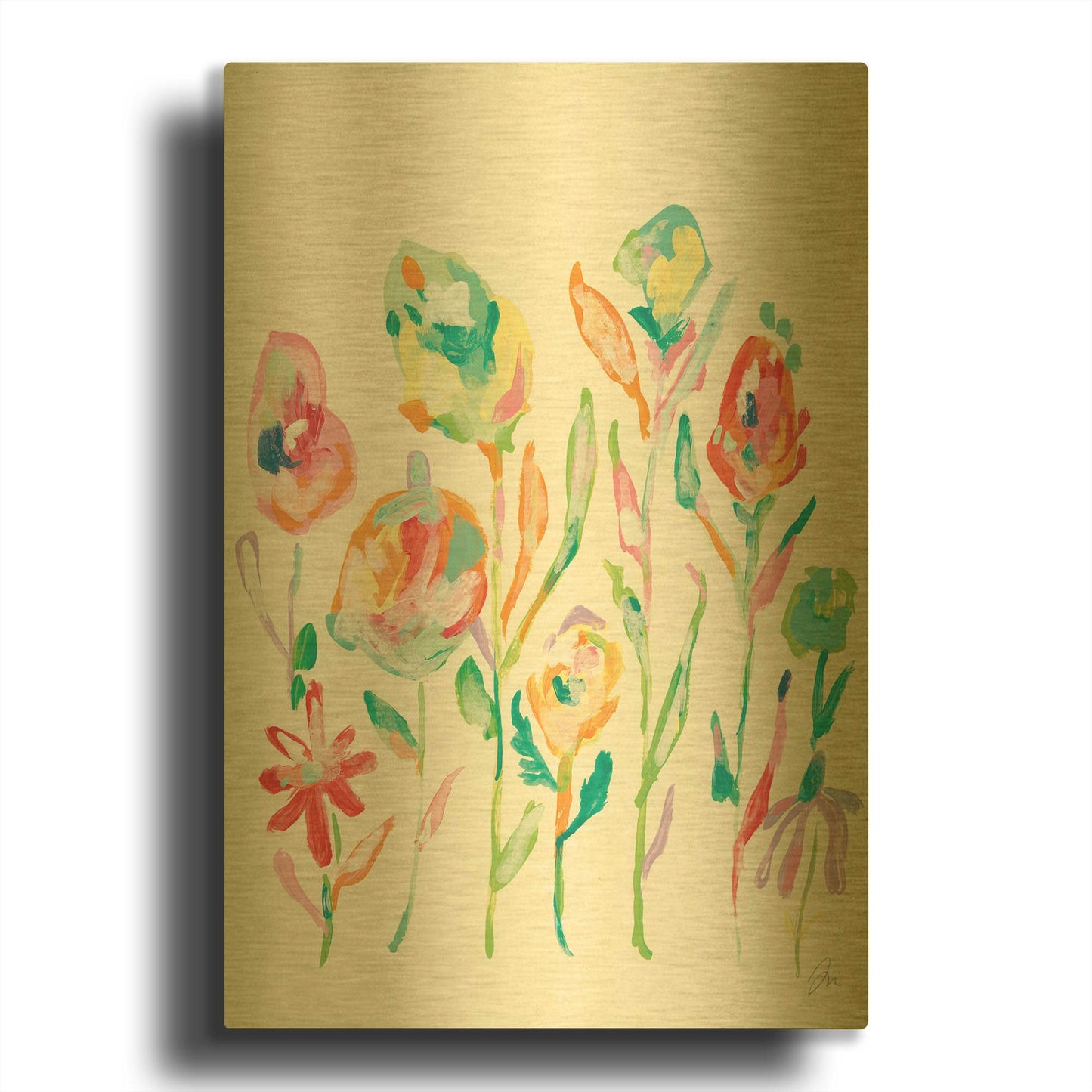 'Mod Flowers I' By Jessica Mingo Gold Metal Wall Art