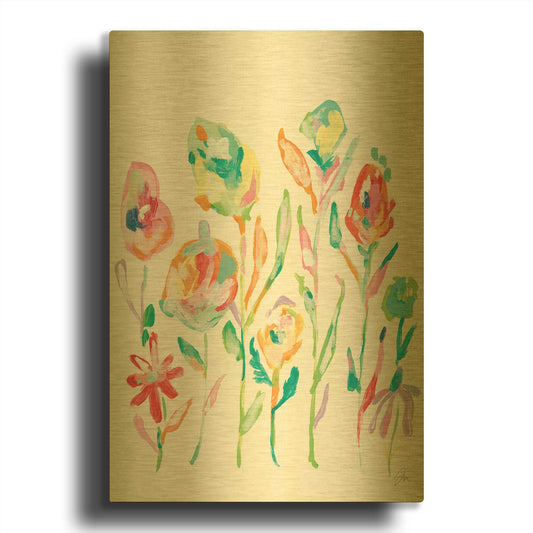 'Mod Flowers I' By Jessica Mingo Gold Metal Wall Art