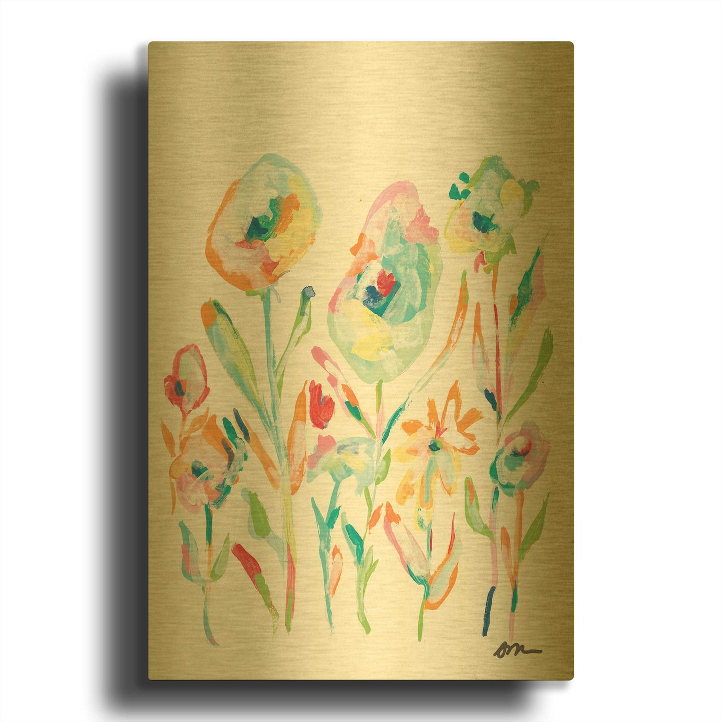 'Mod Flowers II' By Jessica Mingo Gold Metal Wall Art
