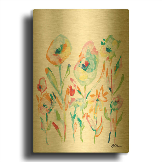 'Mod Flowers II' By Jessica Mingo Gold Metal Wall Art