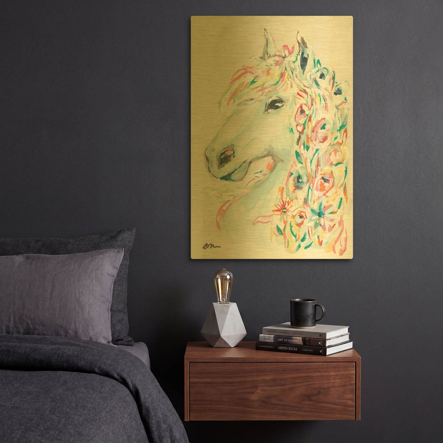 'Pony Rose' By Jessica Mingo Gold Metal Wall Art