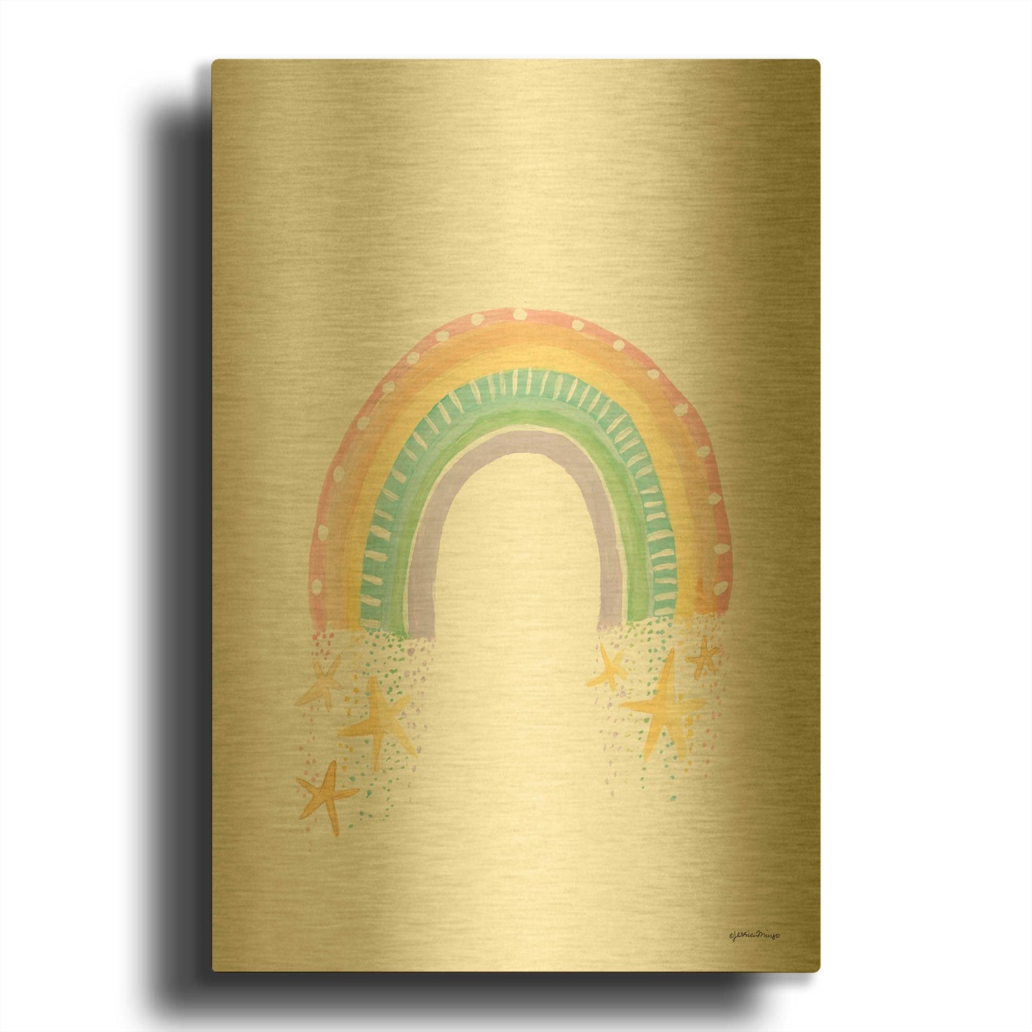'Rainbow Dream' By Jessica Mingo Gold Metal Wall Art
