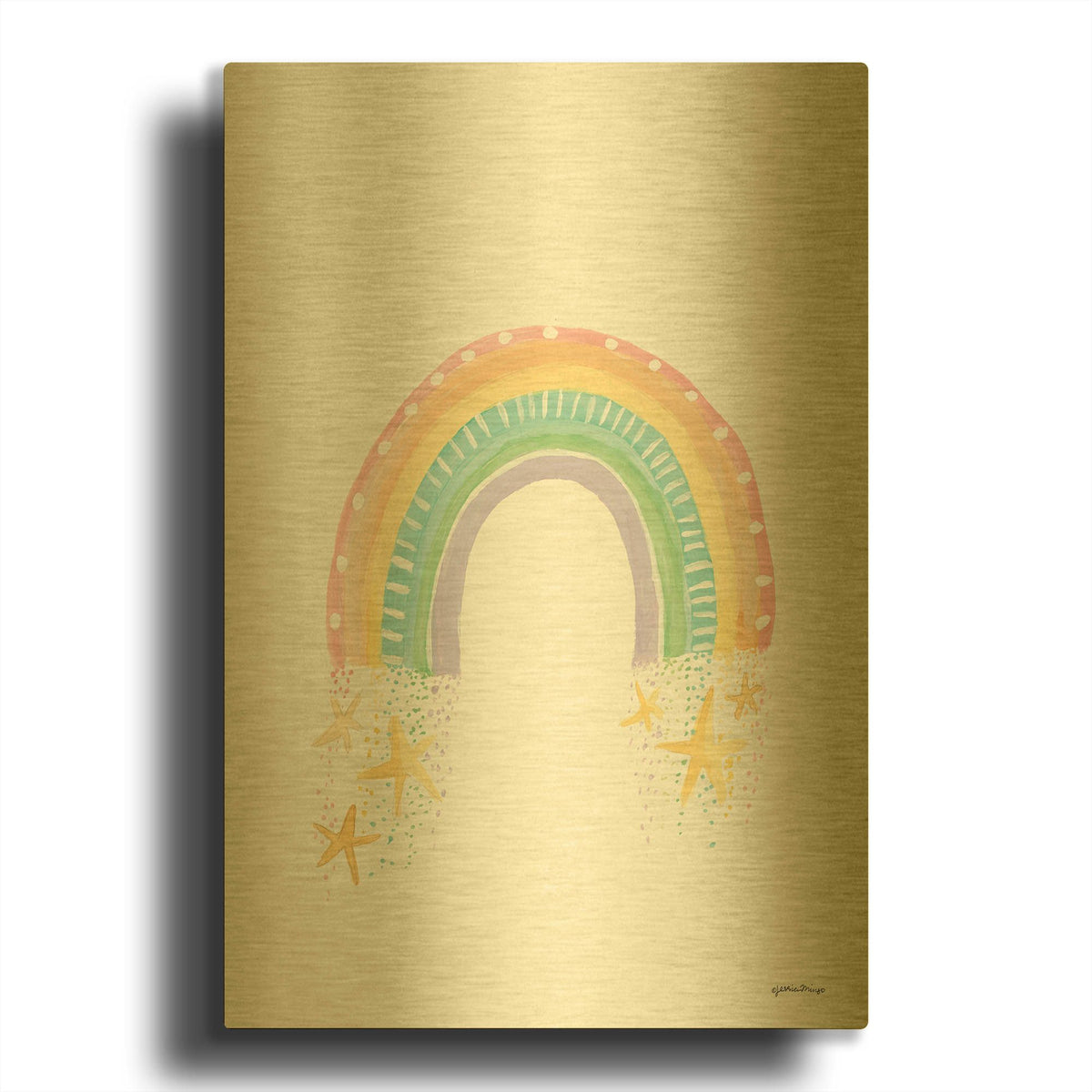 'Rainbow Dream' By Jessica Mingo Gold Metal Wall Art