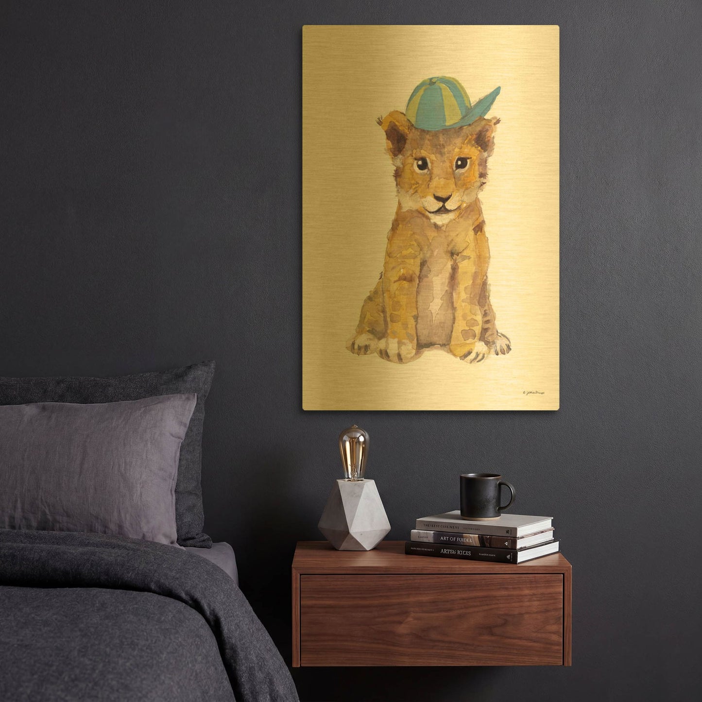 'Cool Cub' By Jessica Mingo Gold Metal Wall Art