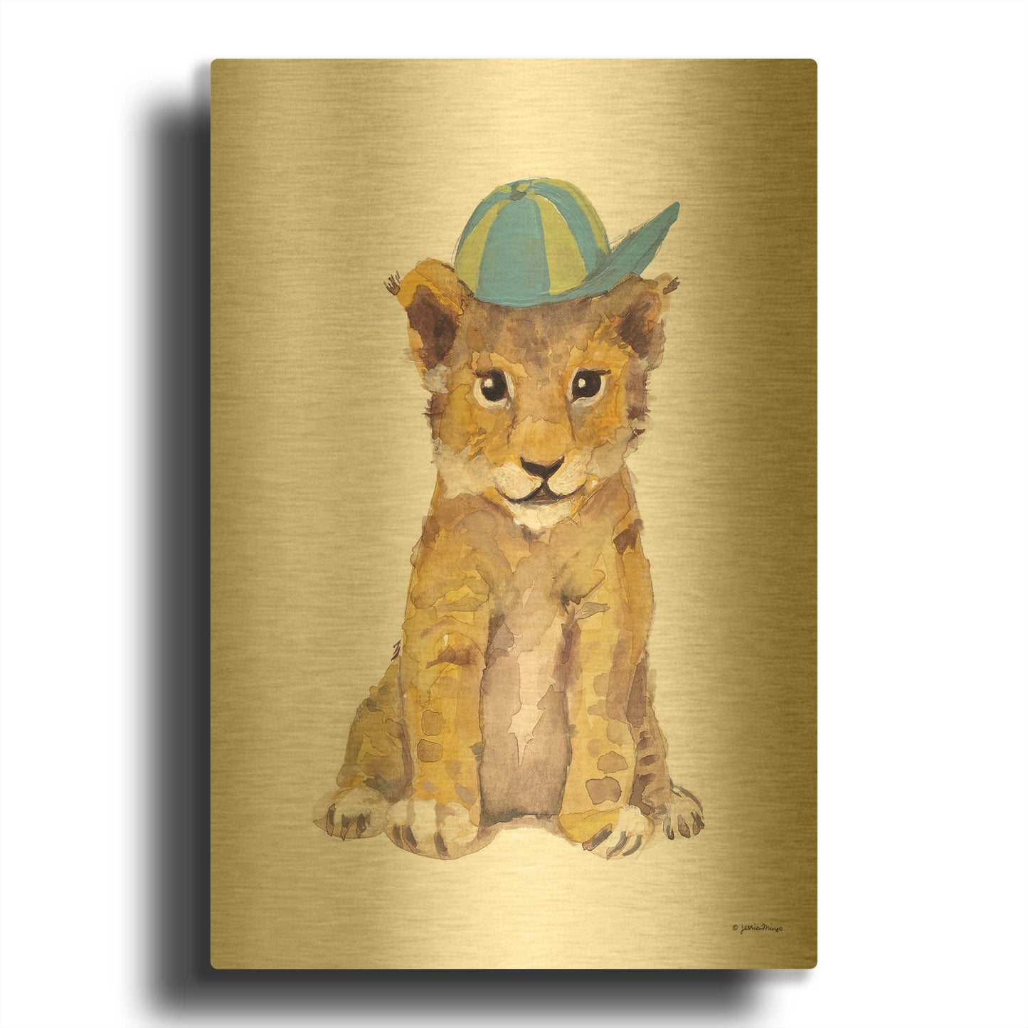 'Cool Cub' By Jessica Mingo Gold Metal Wall Art