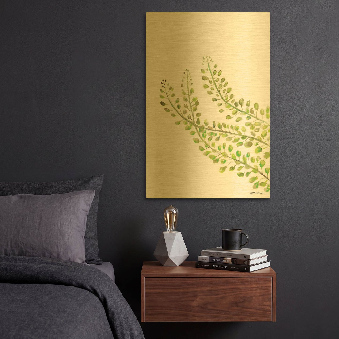 'Green Bliss' By Jessica Mingo Gold Metal Wall Art