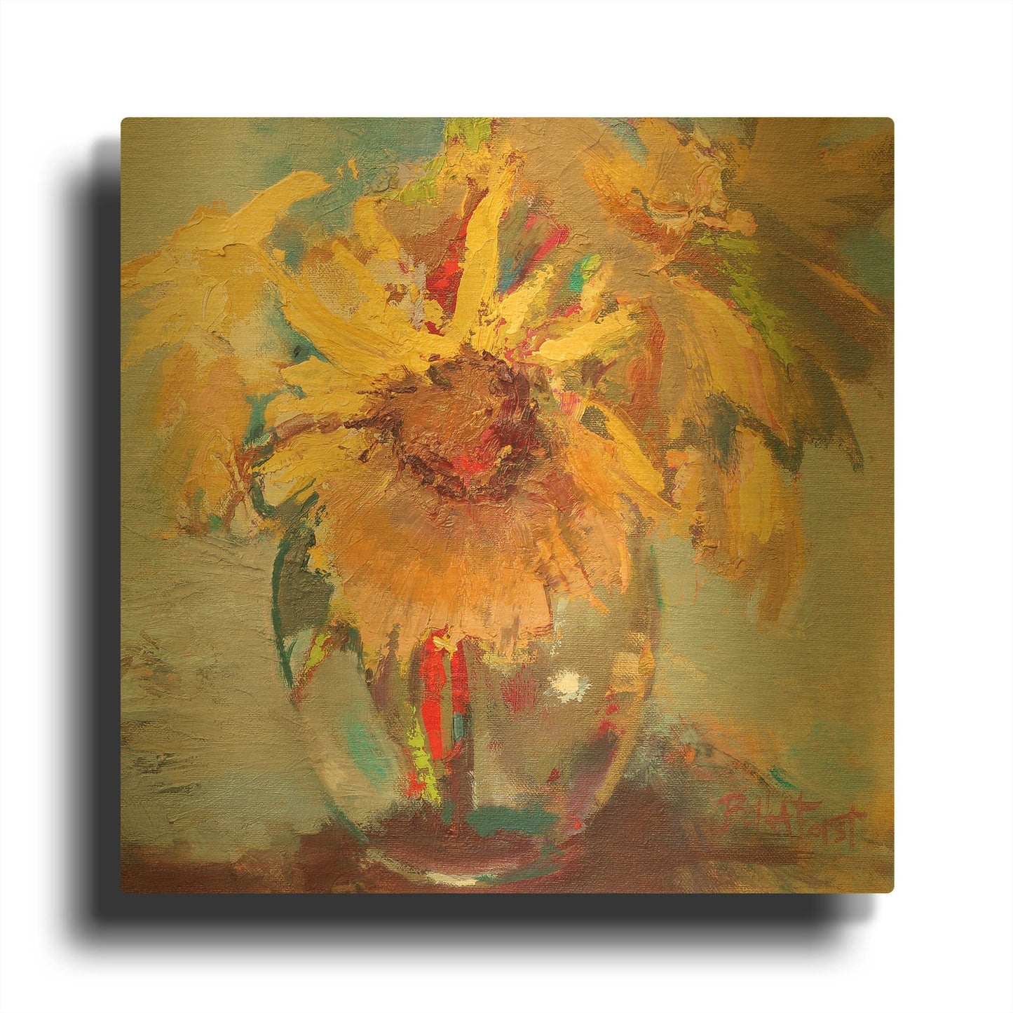 'Water Globe Blossoms' By Beth Forst Gold Metal Wall Art