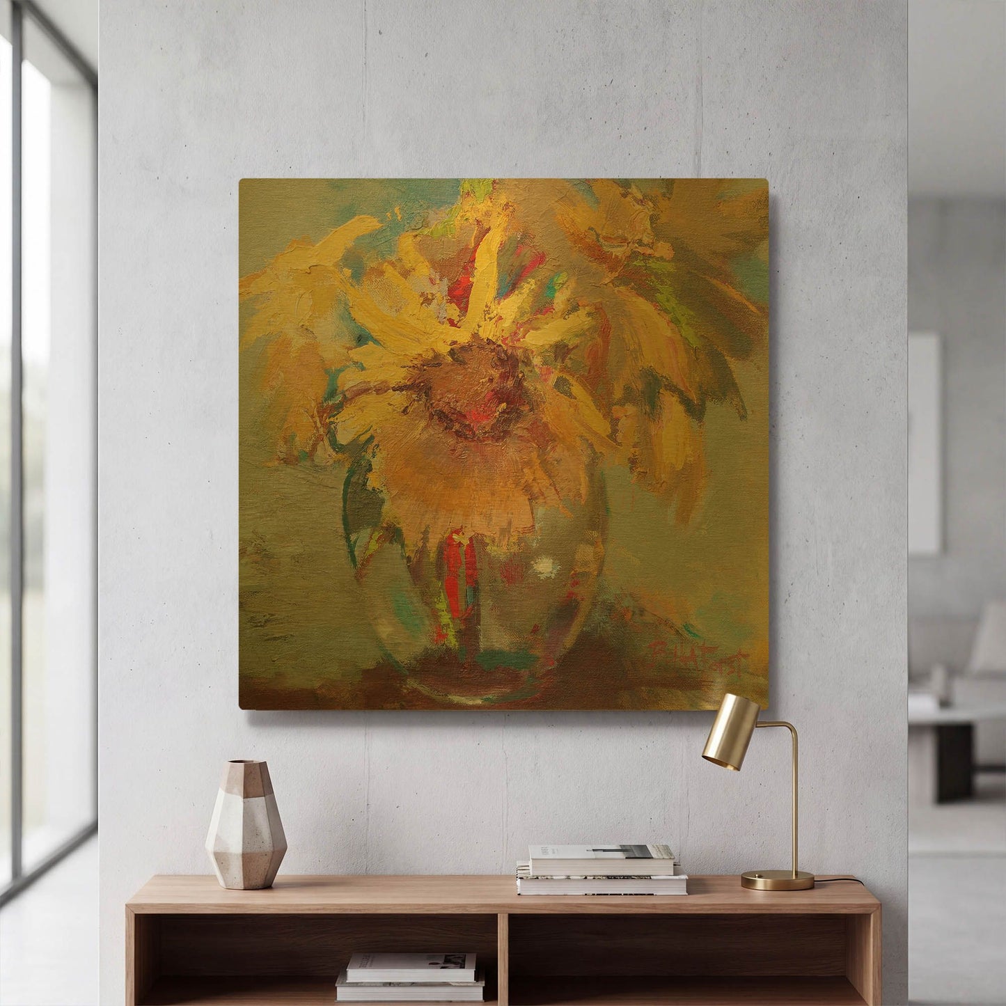 'Water Globe Blossoms' By Beth Forst Gold Metal Wall Art