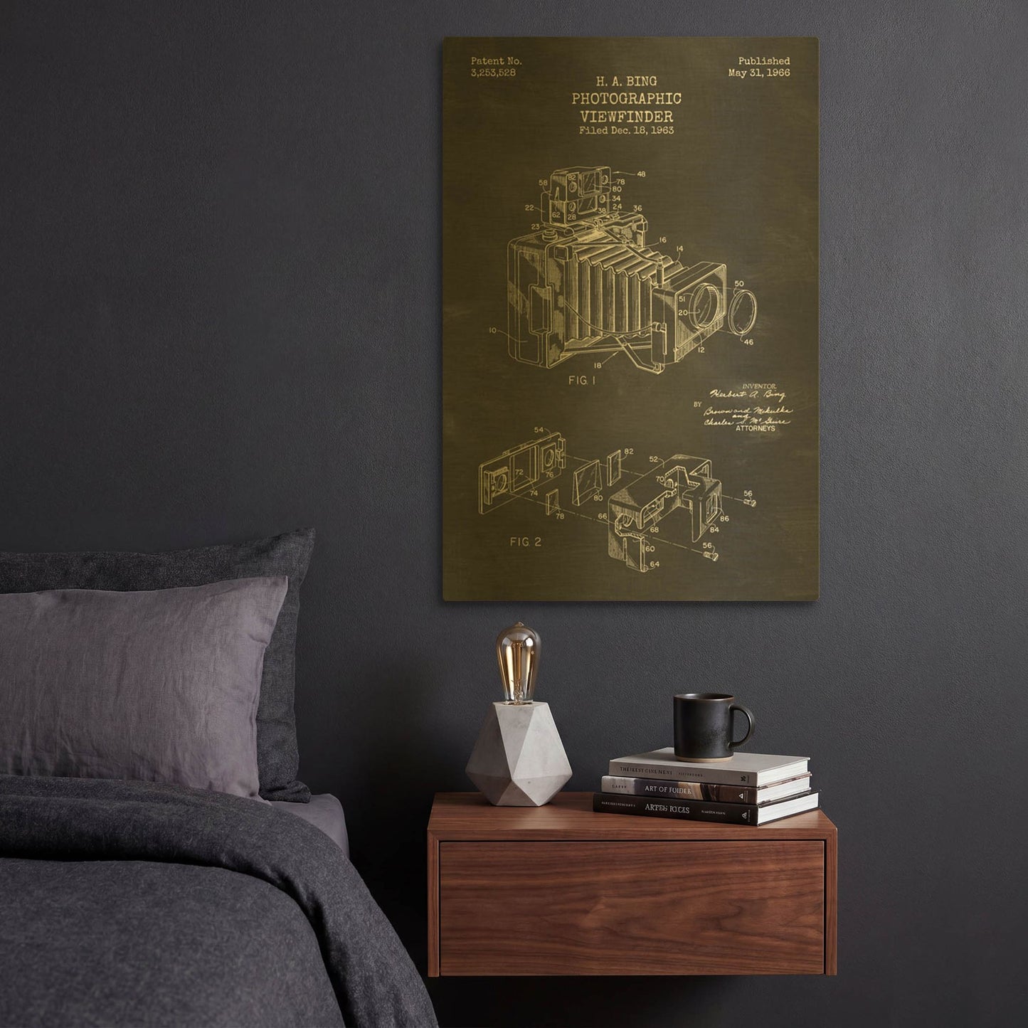 'Photographic Viewfinder Blueprint Patent Chalkboard' By LUXE Gold Metal Wall Art
