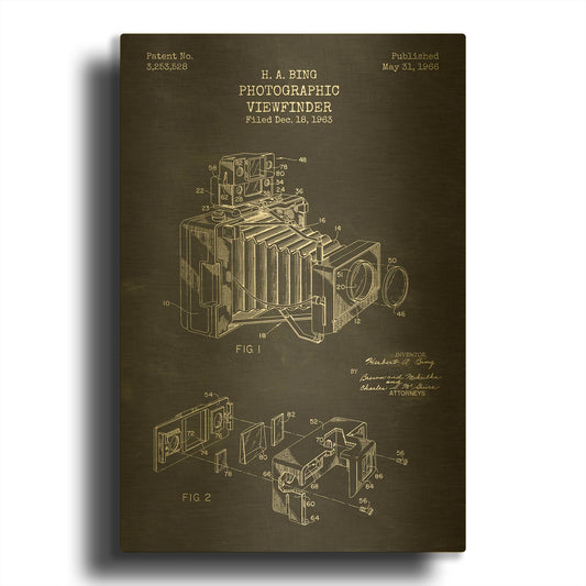 'Photographic Viewfinder Blueprint Patent Chalkboard' By LUXE Gold Metal Wall Art