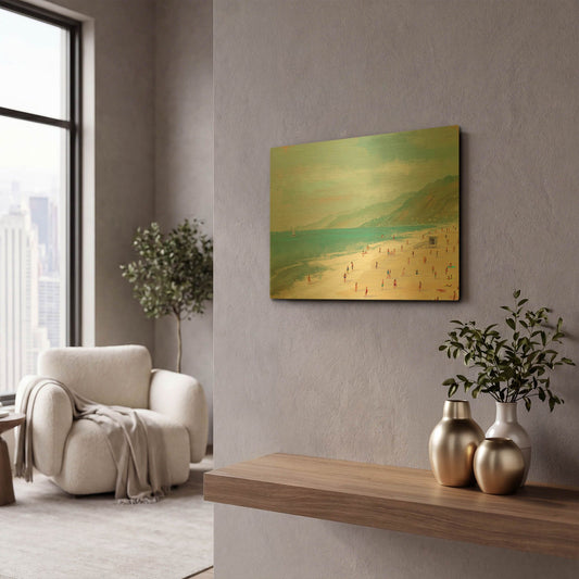'Santa Monica Beach' By Pete Oswald Gold Metal Wall Art