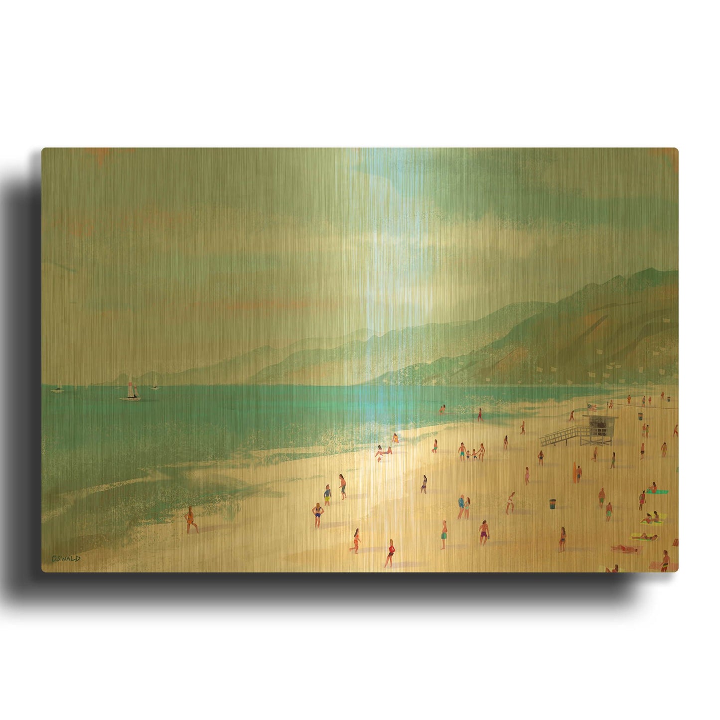 'Santa Monica Beach' By Pete Oswald Gold Metal Wall Art