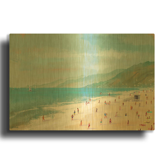 'Santa Monica Beach' By Pete Oswald Gold Metal Wall Art