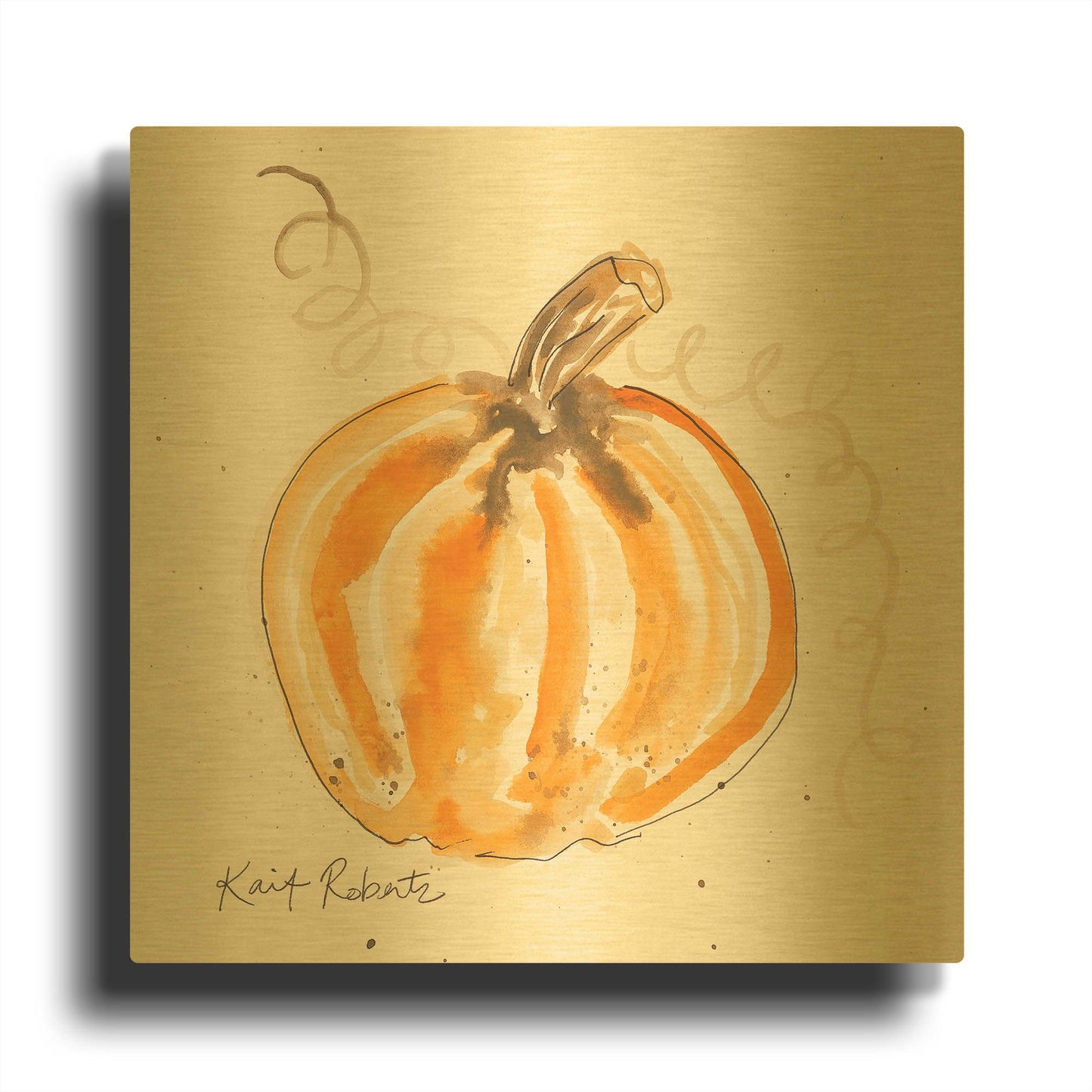 'P is for Pumpkin' By Kait Roberts Gold Metal Wall Art