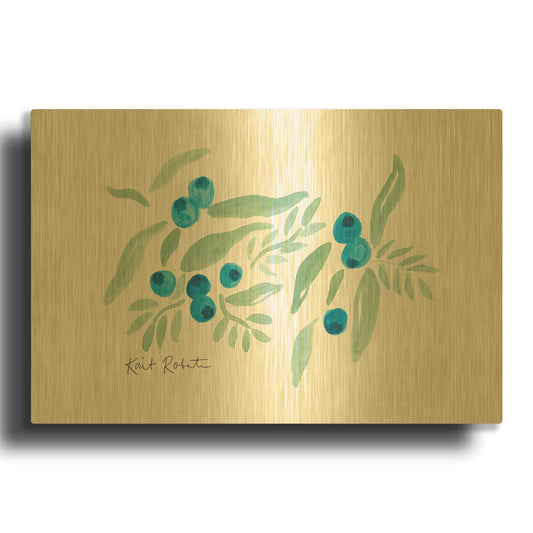 'Bountiful Blueberries from Maine' By Kait Roberts Gold Metal Wall Art