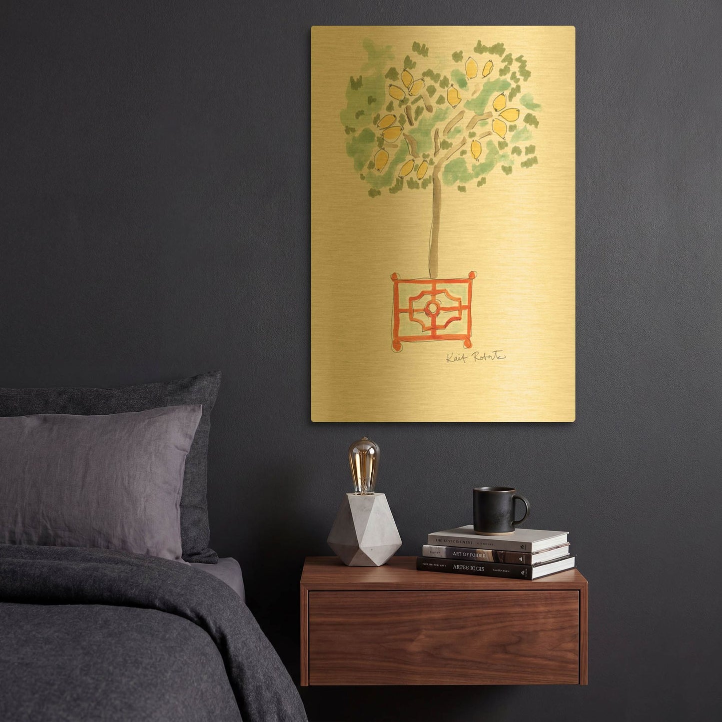 'Lemons of Plenty' By Kait Roberts Gold Metal Wall Art