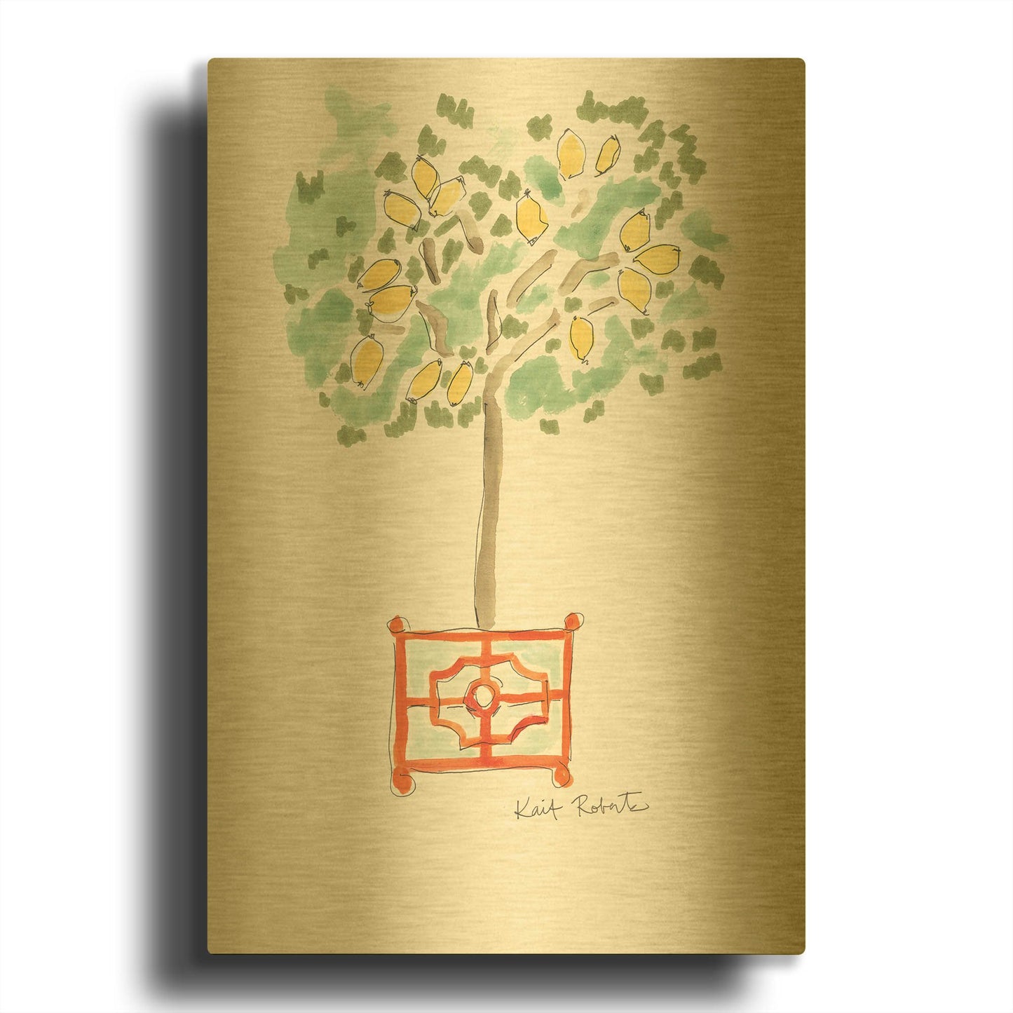 'Lemons of Plenty' By Kait Roberts Gold Metal Wall Art