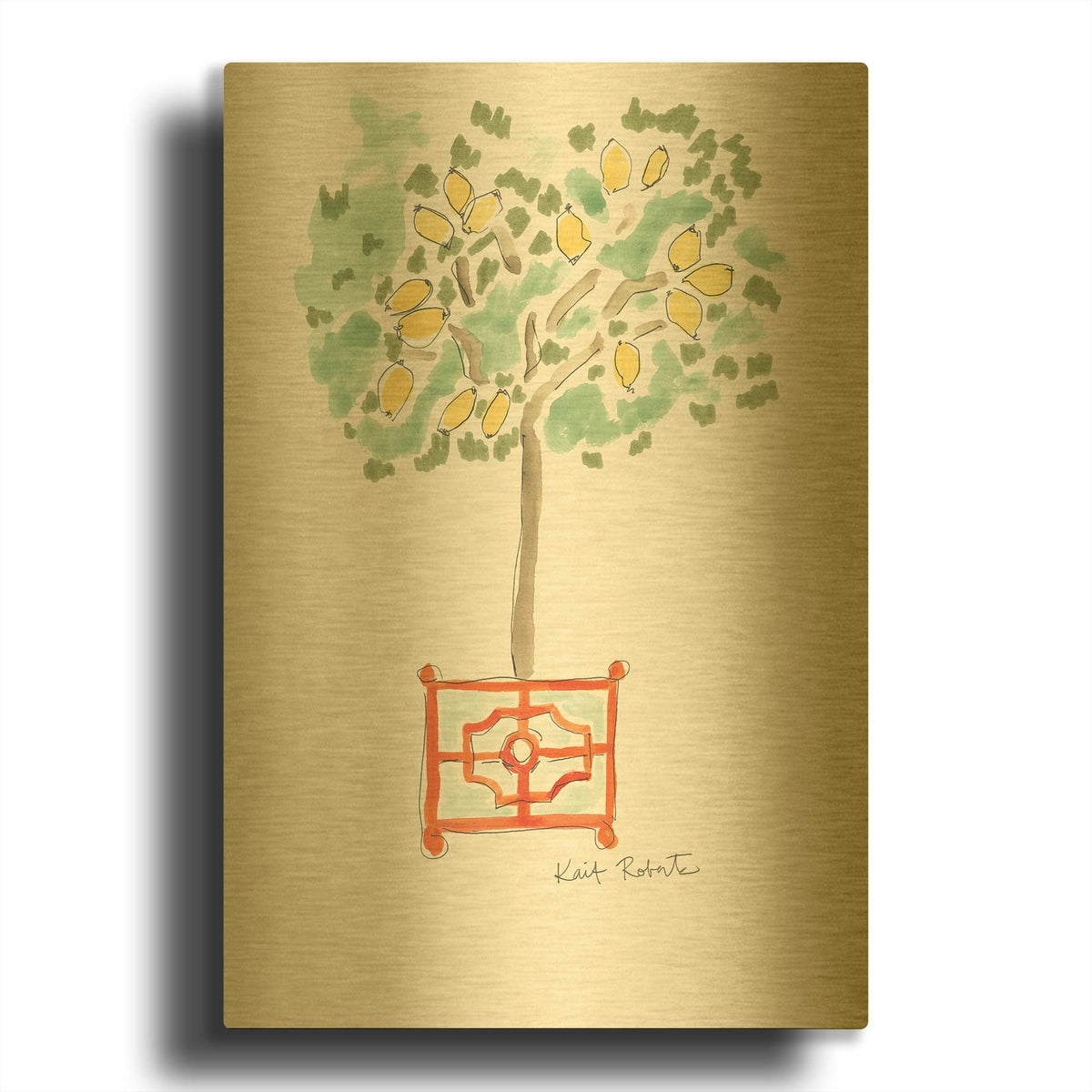 'Lemons of Plenty' By Kait Roberts Gold Metal Wall Art