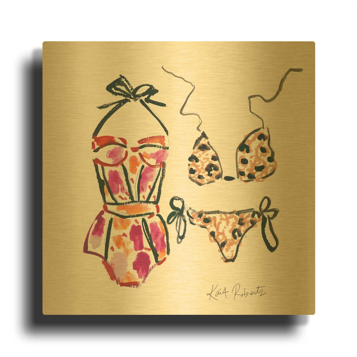 'Vacation Ready' By Kait Roberts Gold Metal Wall Art