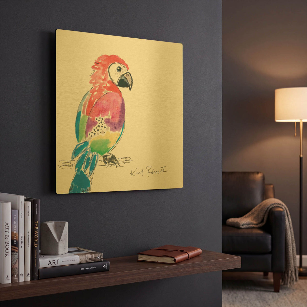 'Preston the Parrot' By Kait Roberts Gold Metal Wall Art