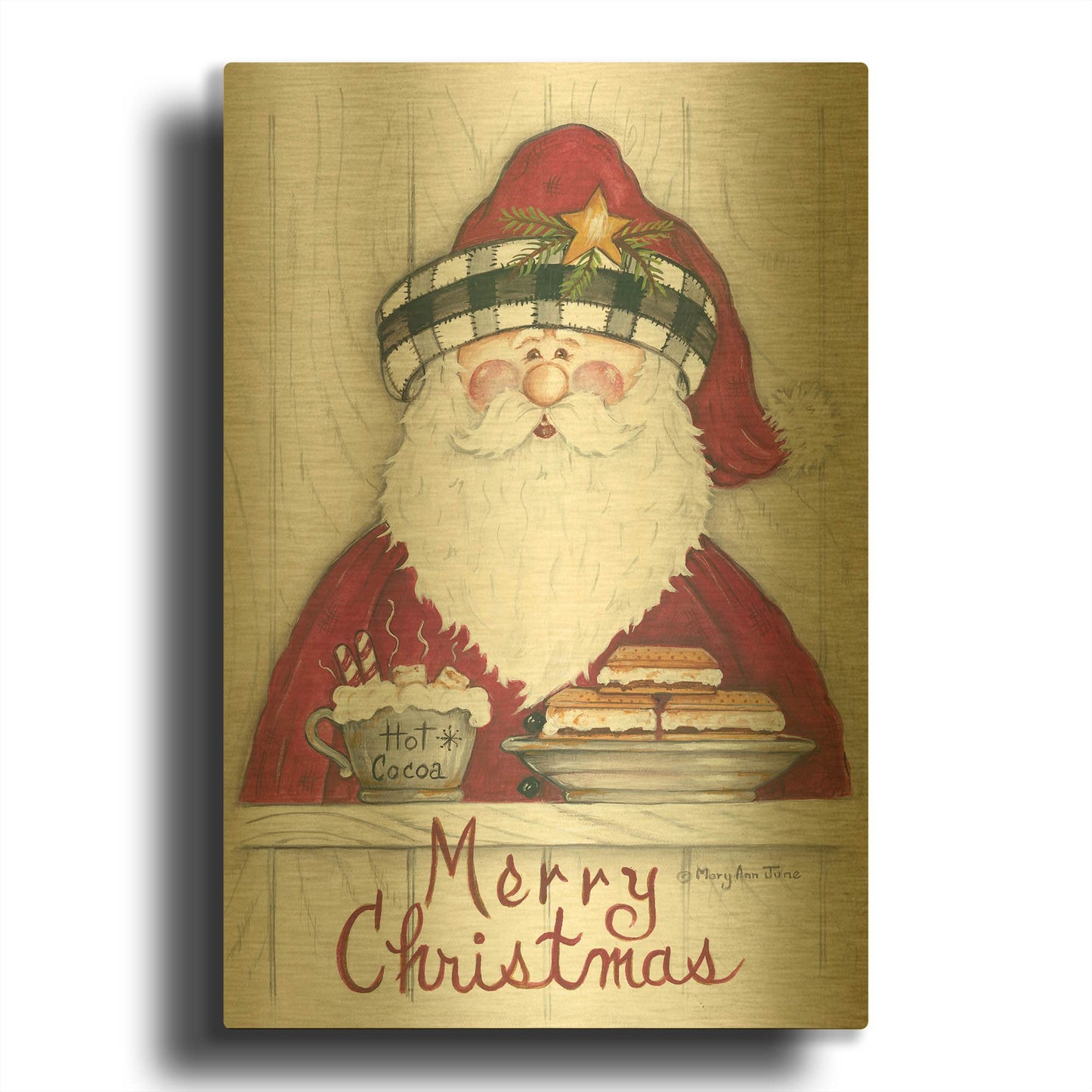 'Jolly St. Nick' By Mary Ann June Gold Metal Wall Art