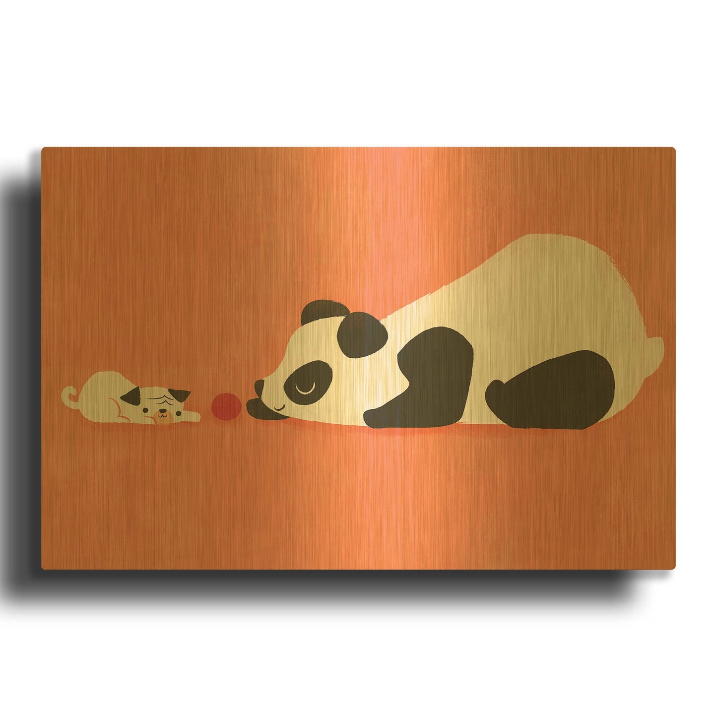 'The Pug and the Panda' By Jay Fleck Gold Metal Wall Art