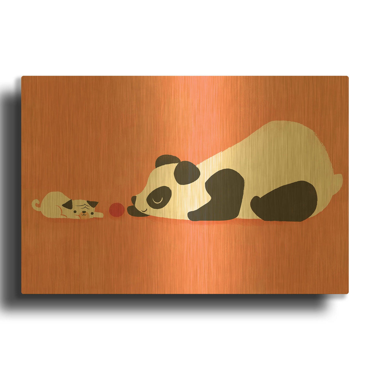 'The Pug and the Panda' By Jay Fleck Gold Metal Wall Art