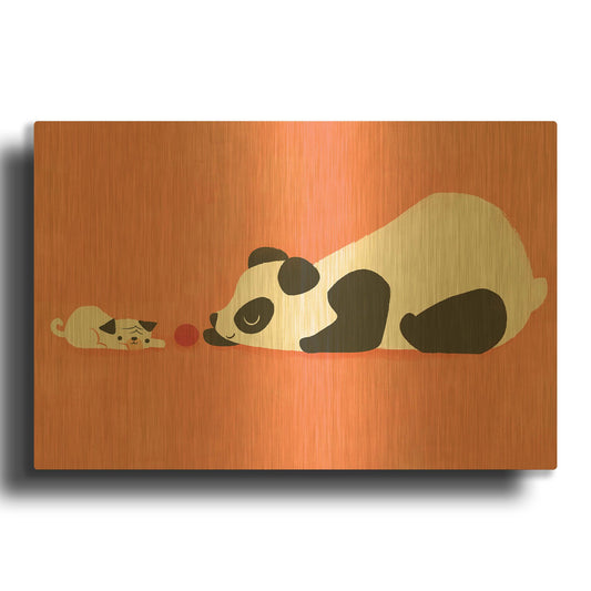 'The Pug and the Panda' By Jay Fleck Gold Metal Wall Art