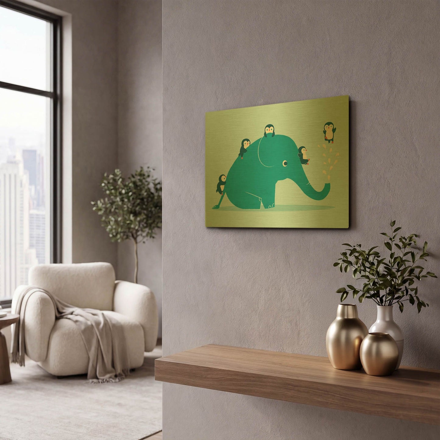 'Waterslide' By Jay Fleck Gold Metal Wall Art