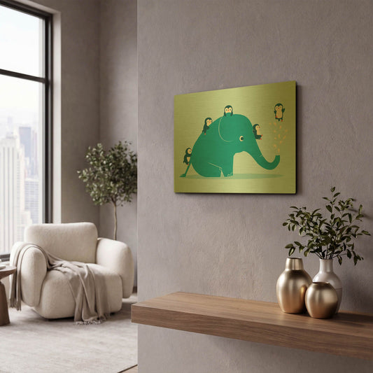 'Waterslide' By Jay Fleck Gold Metal Wall Art