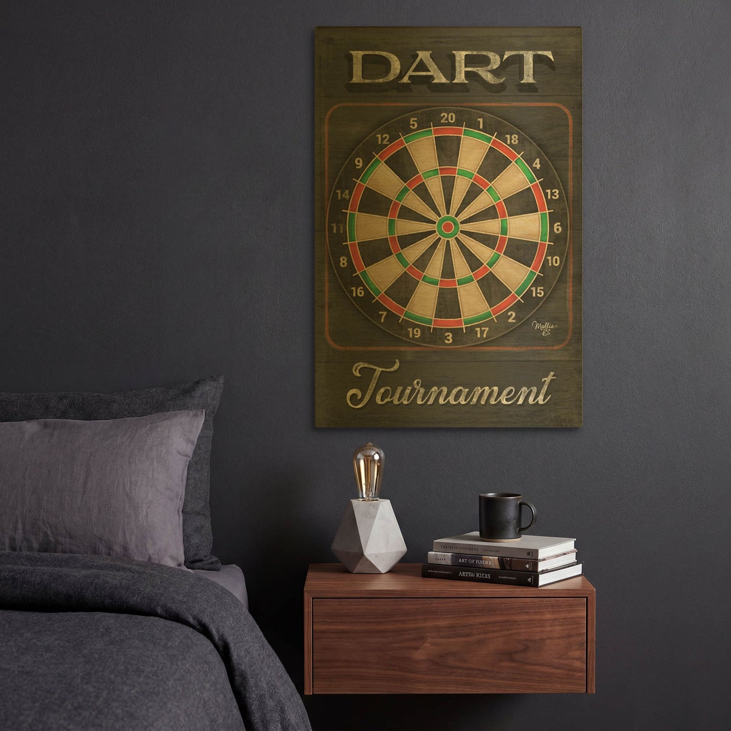 'Dart Tournament' By Mollie B Art Gold Metal Wall Art