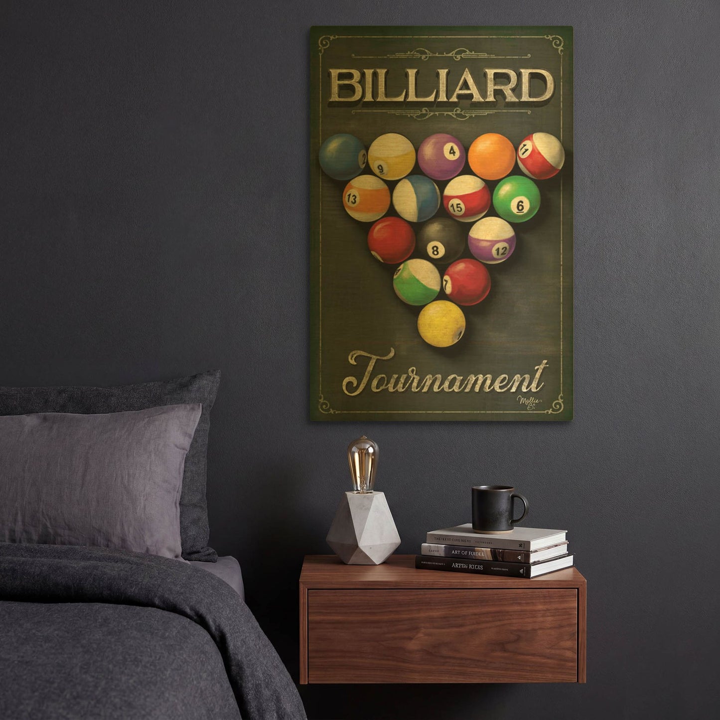 'Billiards Tournament' By Mollie B Art Gold Metal Wall Art