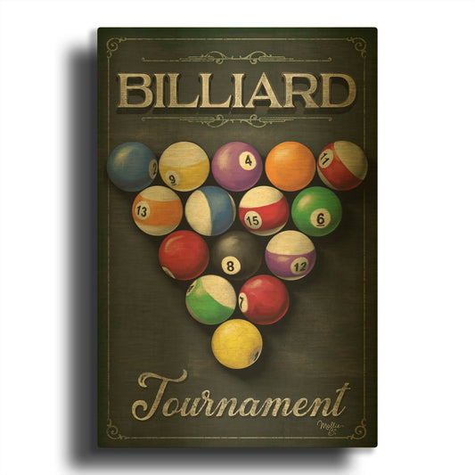 'Billiards Tournament' By Mollie B Art Gold Metal Wall Art