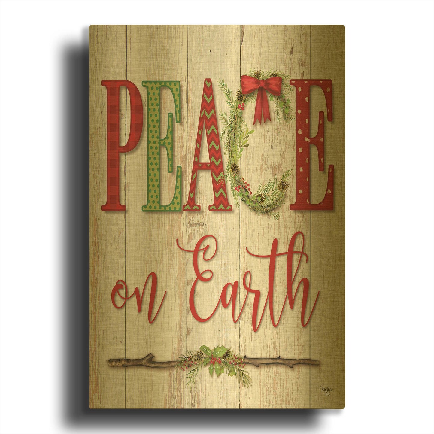 'Peace on Earth' By Mollie B Art Gold Metal Wall Art