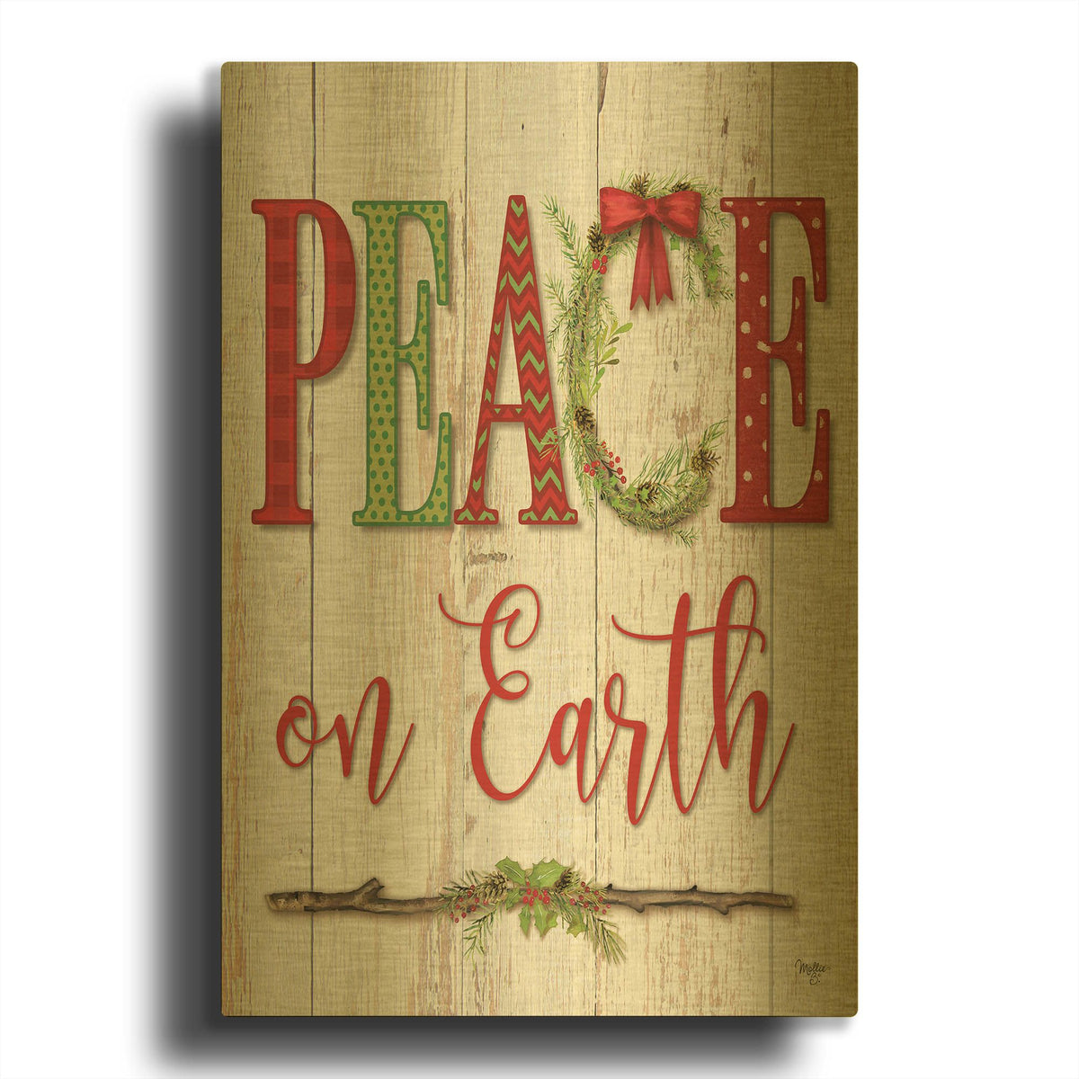 'Peace on Earth' By Mollie B Art Gold Metal Wall Art