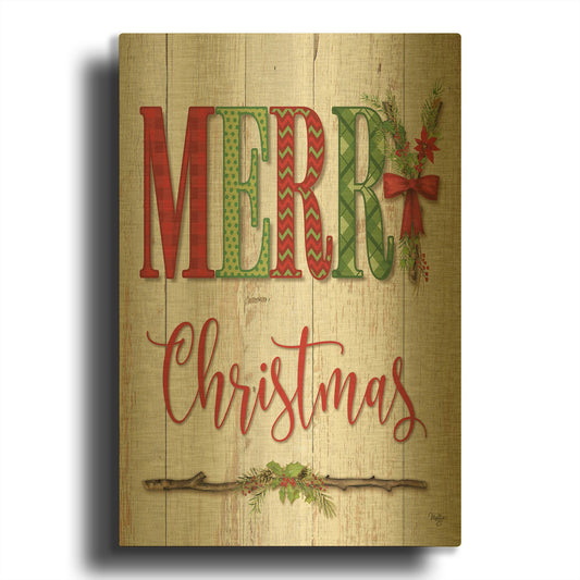 'Merry Christmas' By Mollie B Art Gold Metal Wall Art