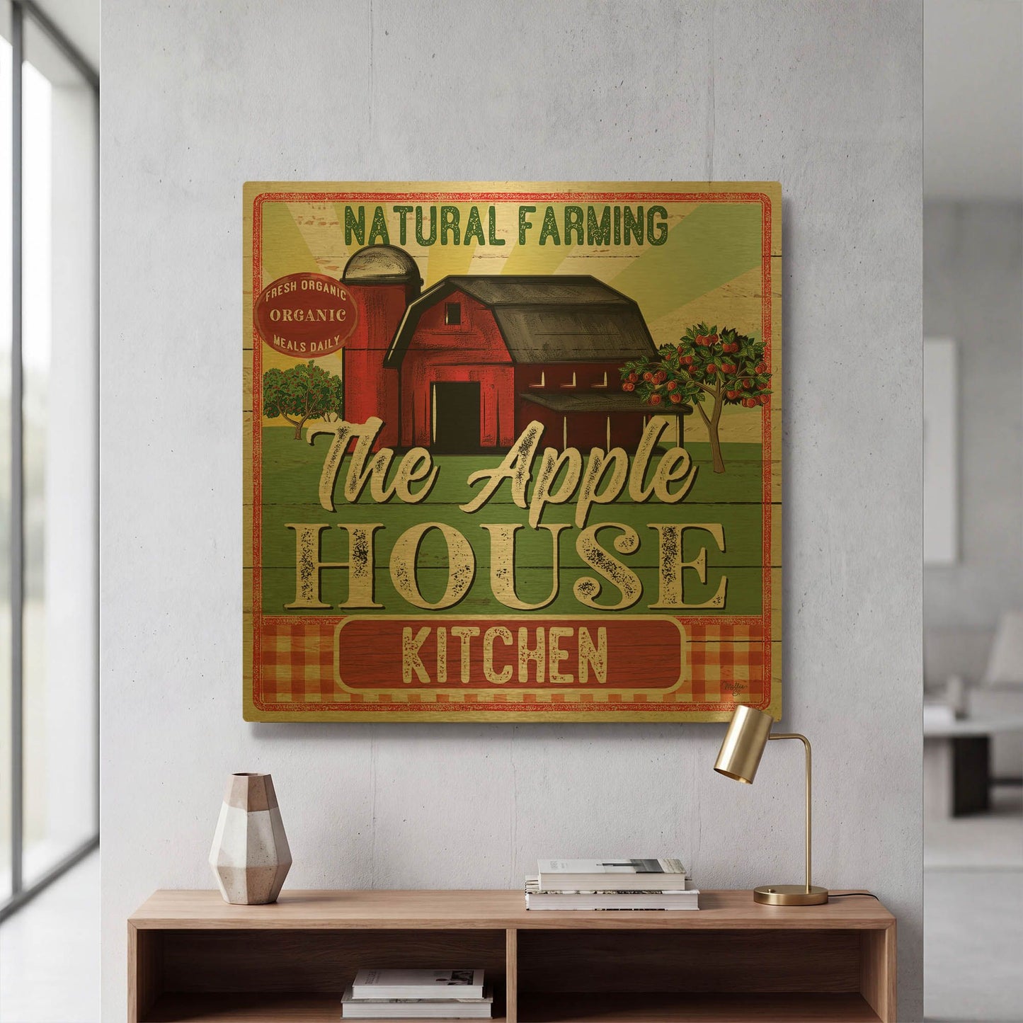 'The Apple House Kitchen' By Mollie B Art Gold Metal Wall Art