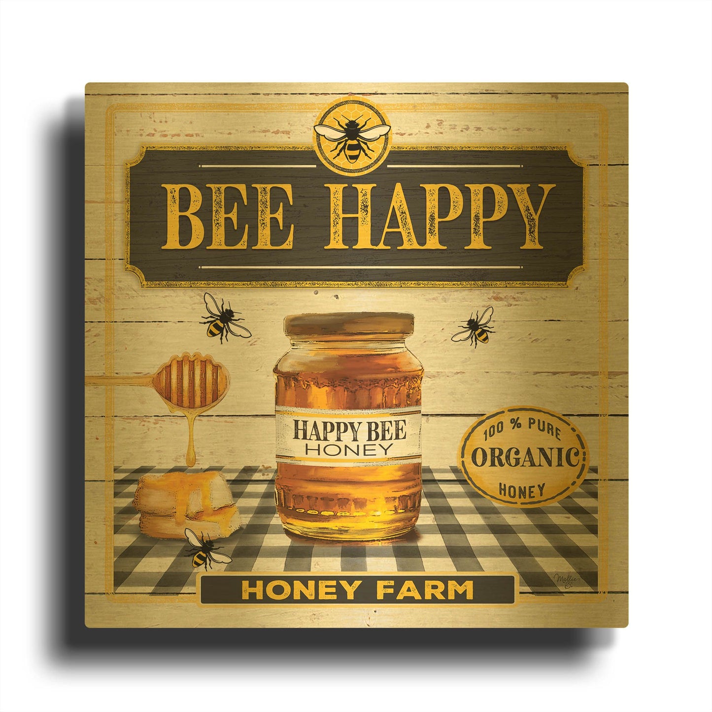 'Honey' By Mollie B Art Gold Metal Wall Art