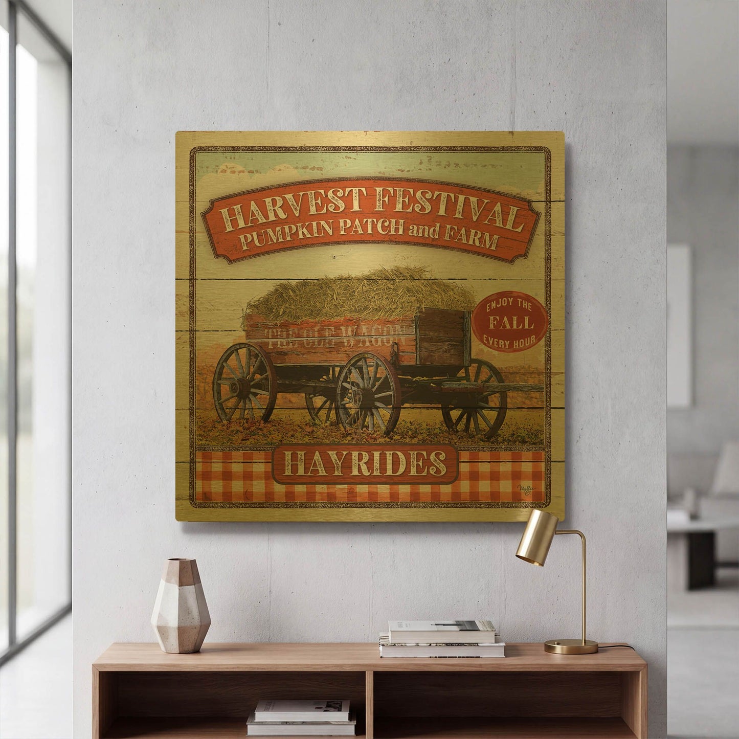 'Harvest Festival' By Mollie B Art Gold Metal Wall Art