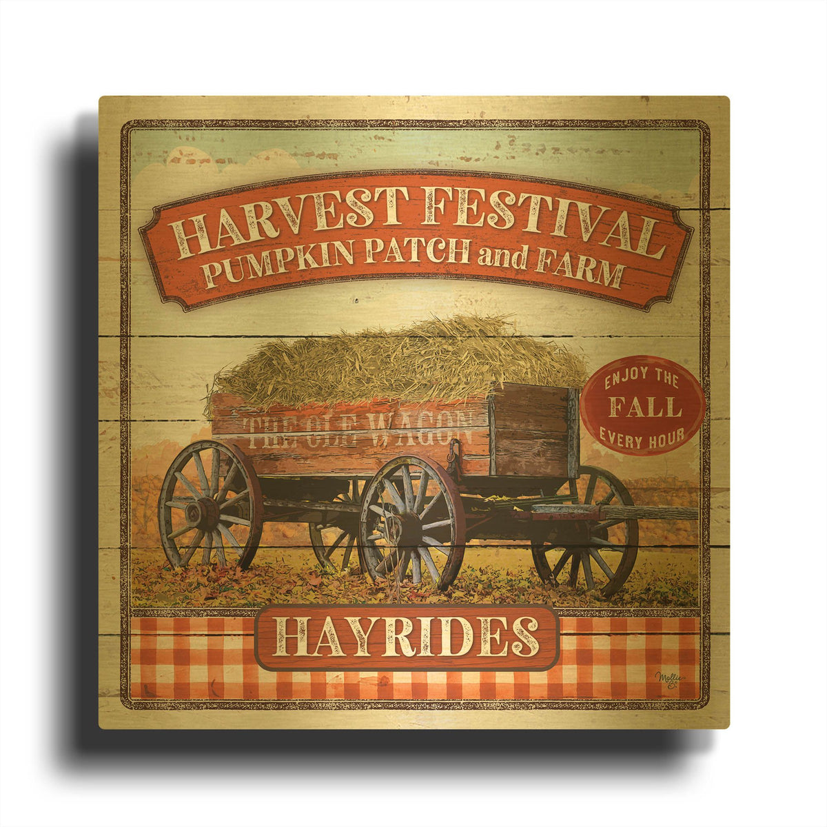 'Harvest Festival' By Mollie B Art Gold Metal Wall Art
