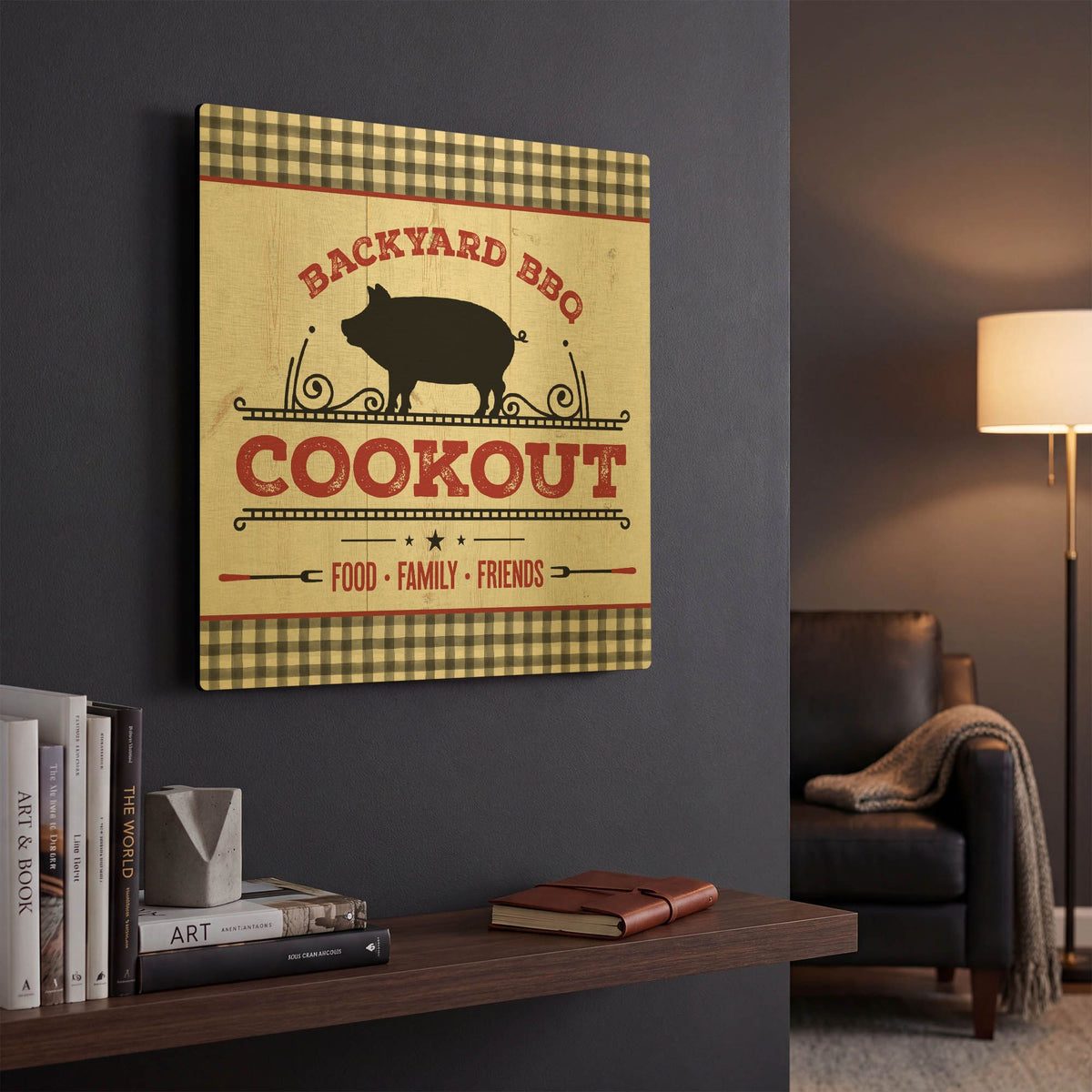 'Backyard BBQ Cookout' By Mollie B Art Gold Metal Wall Art