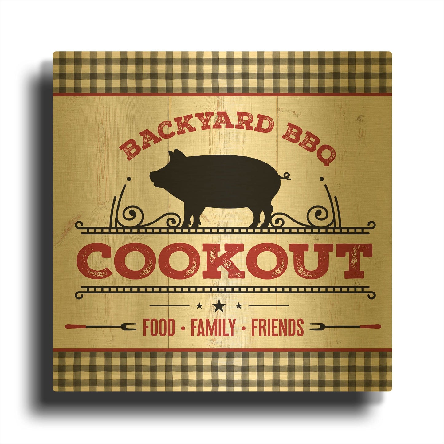 'Backyard BBQ Cookout' By Mollie B Art Gold Metal Wall Art